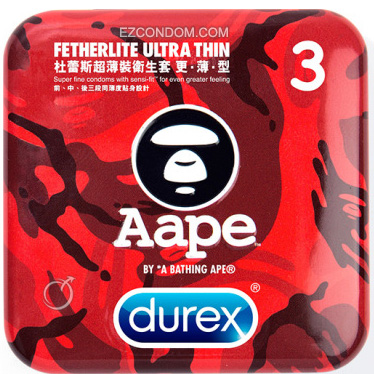 Durex杜蕾斯 Aape猿人 潮牌鐵盒限定版保險套(紅迷彩) 更薄型 3入裝