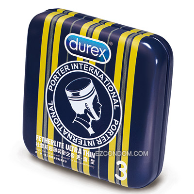 Durex杜蕾斯Porter聯名鐵盒限定版保險套(黃直) 更薄型 3入裝