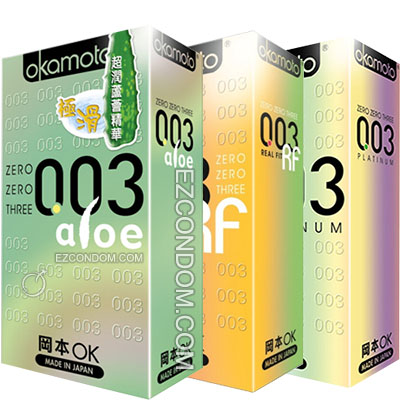 日本製Okamoto岡本003白金/003RF/003蘆薈 保險套組合(3款共18枚)